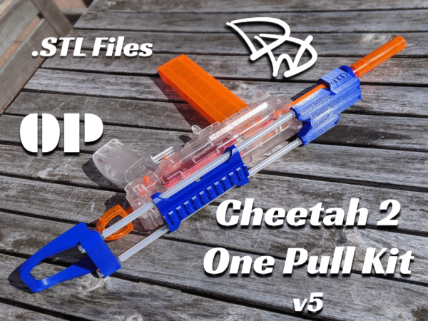 Cheetah 2 One Pull Kit (v5.1) + Zoomie Stock + C2OP Accu-Nub .STL files - Toy Foam Dart Blaster Accessory