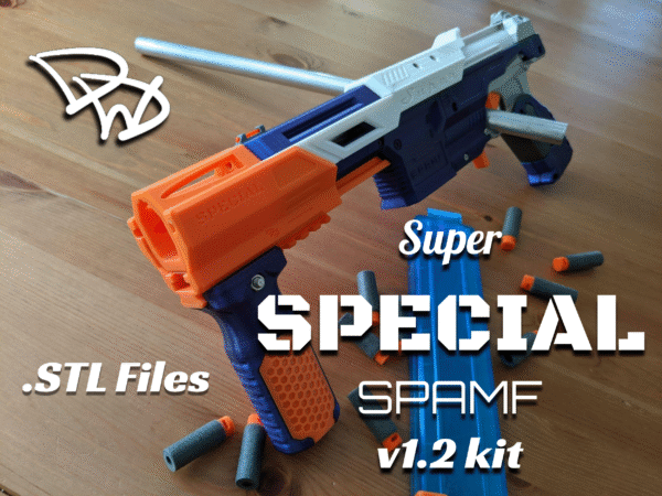 Super Special SPAMF (v1.2) Nerf Falconfire Mod Kit .STL Files - Toy Foam Dart Blaster Accessory